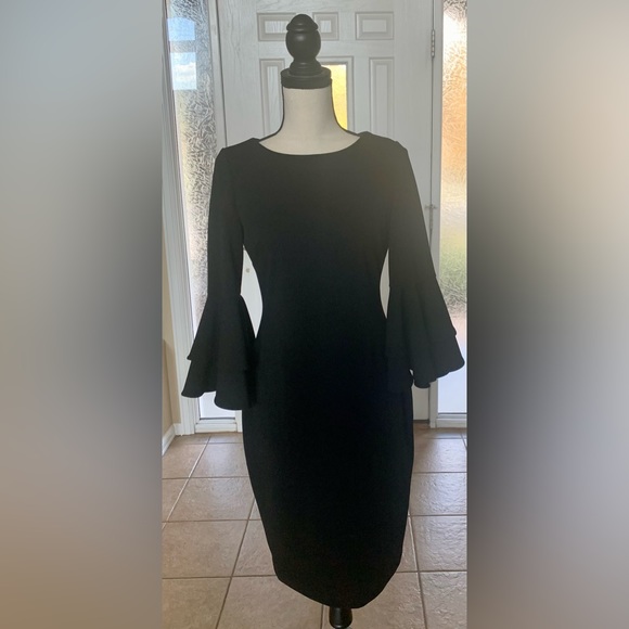 Calvin Klein Black Peplum Sheath Dress - Picture 1 of 2